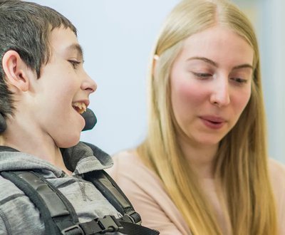 Boy and girl smiling