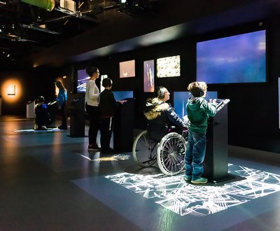 Young people in science centre